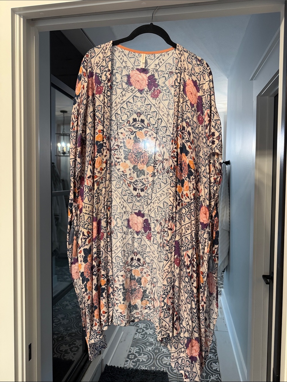 Xhilaration Floral Open-Front Cardigan in Navy, Pink, Peach